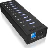 Icy Box USB 3.0 Hub 10 Θυρών με σύνδεση USB-A & Θύρα Φόρτισης και Εξωτερική Παροχή Ρεύματος