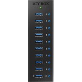 Icy Box USB 3.0 Hub 10 Θυρών με σύνδεση USB-A & Θύρα Φόρτισης και Εξωτερική Παροχή Ρεύματος