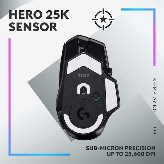 Logitech G502 X Plus Ασύρματο RGB Gaming Ποντίκι 25600 DPI Μαύρο