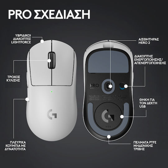 Logitech Pro X Superlight 2 Ασύρματο Gaming Ποντίκι 32000 DPI Λευκό