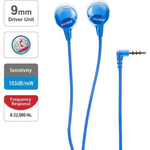 Sony MDR-EX15AP In-ear Handsfree με Βύσμα 3.5mm Μπλε