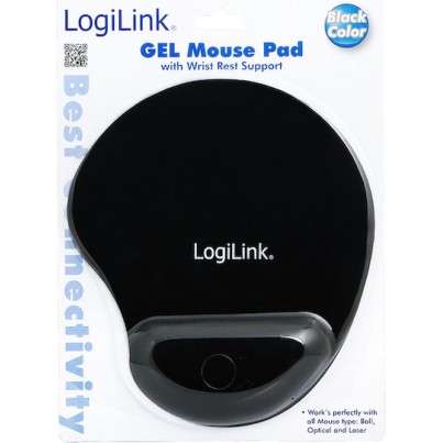 LogiLink GEL Mouse Pad 230mm με Στήριγμα καρπού Μαύρο