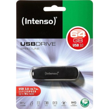 Intenso Speed Line 64GB USB 3.0 Stick Μαύρο
