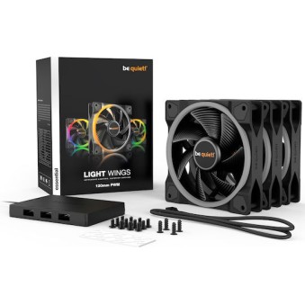Be Quiet Light Wings Case Fan 120mm με ARGB Φωτισμό και Σύνδεση 4-Pin PWM 3τμχ