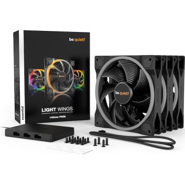 Be Quiet Light Wings Case Fan 140mm με ARGB Φωτισμό και Σύνδεση 4-Pin PWM 3τμχ