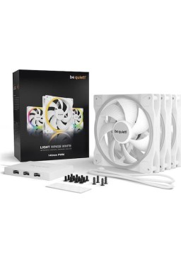 Be Quiet Light Wings High Speed Case Fan 140mm με Λευκό Φωτισμό και Σύνδεση 4-Pin PWM 3τμχ Λευκό