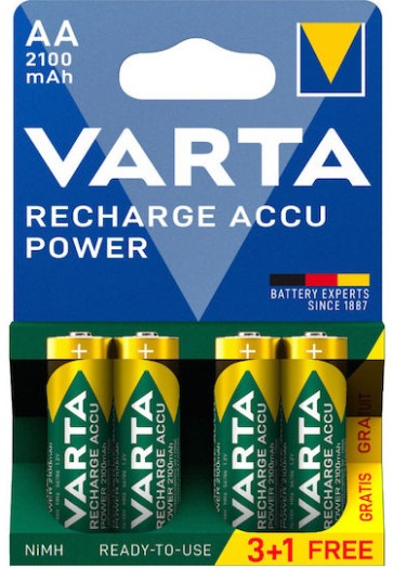 Varta Recharge Accu Power Επαναφορτιζόμενες Μπαταρίες AA Ni-MH 2100mAh 1.2V 4τμχ