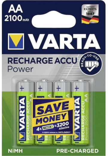 Varta Recharge Accu Power Επαναφορτιζόμενες Μπαταρίες AA Ni-MH 2100mAh 1.2V 4τμχ