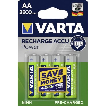 Varta Recharge Accu Power Επαναφορτιζόμενες Μπαταρίες AA Ni-MH 2600mAh 1.2V 4τμχ