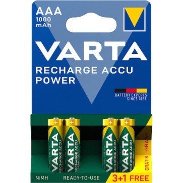 Varta Rechargeable Accu Επαναφορτιζόμενες Μπαταρίες AAA Ni-MH 1000mAh 1.2V 4τμχ