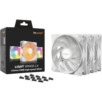 Be Quiet Light Wings LX HS Case Fan 120mm με ARGB Φωτισμό και Σύνδεση 3-Pin / 4-Pin PWM 3τμχ Λευκό