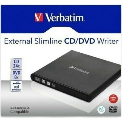 Verbatim Εξωτερικός Οδηγός Εγγραφής/Ανάγνωσης DVD για Laptop / Desktop Μαύρο