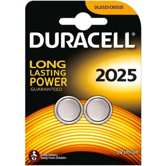 Duracell Long Lasting Power Μπαταρίες Λιθίου Ρολογιών CR2025 3V 2τμχ