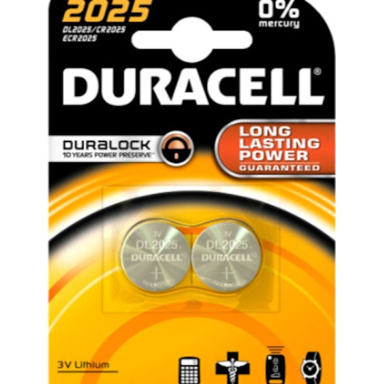 Duracell Long Lasting Power Μπαταρίες Λιθίου Ρολογιών CR2025 3V 2τμχ