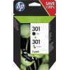 HP 301 Γνήσιο Πακέτο 2 Μελανιών Εκτυπωτή InkJet Πολλαπλό (Color) / Μαύρο (N9J72AE)