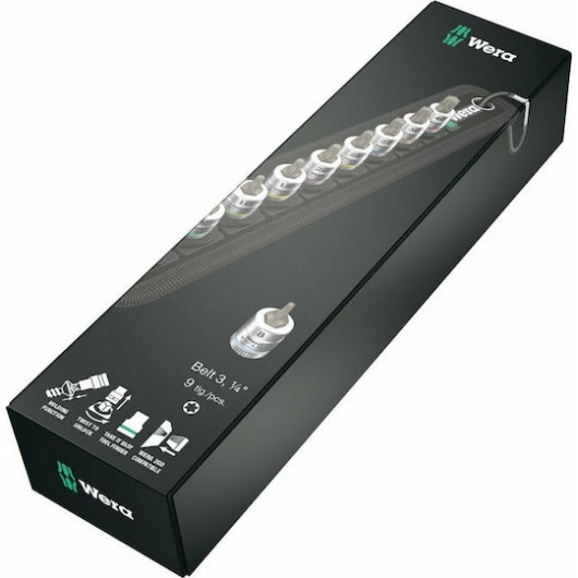 Wera Καρυδάκια με Μύτες Torx και Καρέ Υποδοχής 1/4'' Σετ 9τμχ