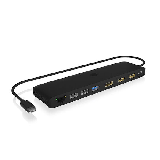 Icy Box USB-C Docking Station με HDMI/DisplayPort 4K PD Ethernet και σύνδεση 3 Οθονών Μαύρο (IB-DK2116-C)