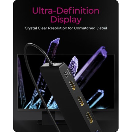 Icy Box USB-C Docking Station με HDMI/DisplayPort 4K PD Ethernet και σύνδεση 3 Οθονών Μαύρο (IB-DK2116-C)