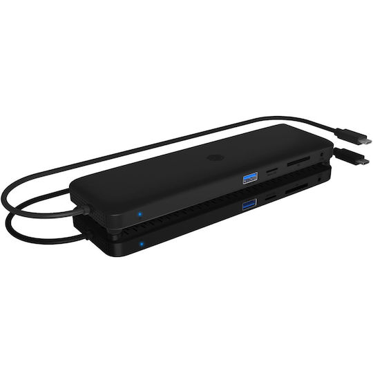 Icy Box USB-C Docking Station με HDMI/DisplayPort 4K PD Ethernet και σύνδεση 3 Οθονών Μαύρο (IB-DK2116-C)