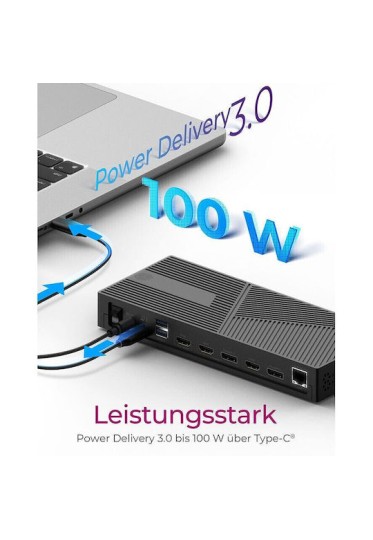 Icy Box USB-C Docking Station με HDMI/DisplayPort 4K PD Ethernet Μαύρο (IB-DK2246AC)