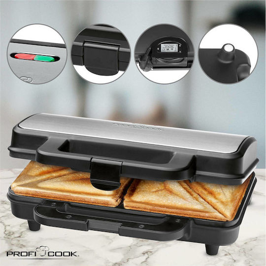 Profi Cook PC-ST 1092 Τοστιέρα για 2 Τοστ 900W Inox