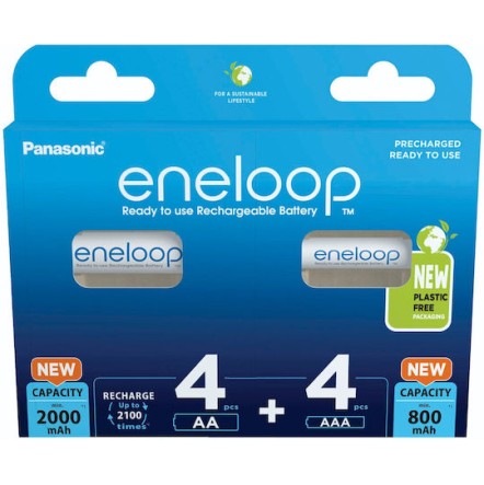 Panasonic Eneloop Combipack AA + AAA Επαναφορτιζόμενες Μπαταρίες Ni-MH 1.2V 8τμχ
