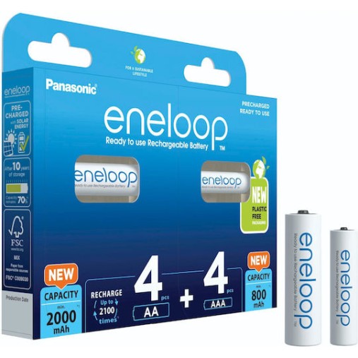 Panasonic Eneloop Combipack AA + AAA Επαναφορτιζόμενες Μπαταρίες Ni-MH 1.2V 8τμχ