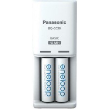 Panasonic Eneloop Compact BQ-CC50 Φορτιστής 2 Μπαταριών Ni-MH Μεγέθους AA Σετ με 2x AA 2000mAh σε Λευκό χρώμα