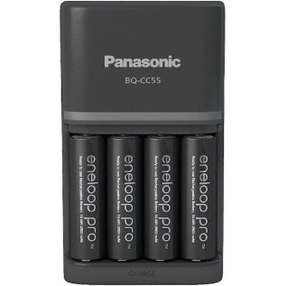Panasonic Eneloop Pro Smart Plus BQ-CC55 Φορτιστής 4 Μπαταριών Ni-MH Μεγέθους AA/AAA Σετ με 4x AA 2500mAh