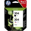 HP 304 Γνήσιο Πακέτο 2 Μελανιών Εκτυπωτή InkJet Πολλαπλό (Color) / Μαύρο (3JB05AE)