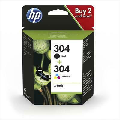 HP 304 Γνήσιο Πακέτο 2 Μελανιών Εκτυπωτή InkJet Πολλαπλό (Color) / Μαύρο (3JB05AE)