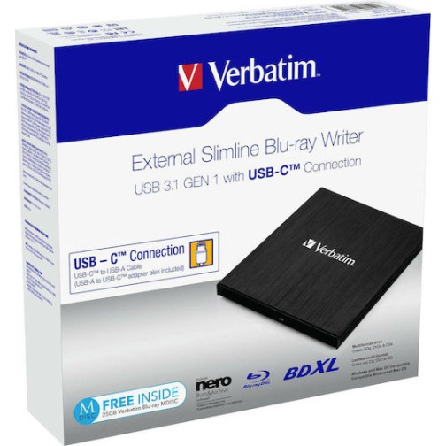 Verbatim Εξωτερικός Οδηγός Εγγραφής/Ανάγνωσης Blu-Ray/DVD/CD για Desktop / Laptop Μαύρο