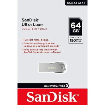 Sandisk Ultra Luxe 64GB USB 3.1 Stick Γκρι
