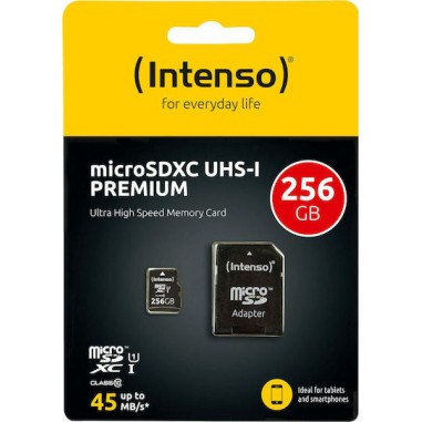 Intenso Premium microSDXC 256GB Class 10 U1 UHS-I με αντάπτορα
