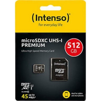 Intenso Premium microSDXC 512GB Class 10 U1 UHS-I με αντάπτορα