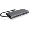 Icy Box USB-C Docking Station με HDMI/DisplayPort 4K PD Ethernet και σύνδεση 3 Οθονών Γκρι (IB-DK4050-CPD)