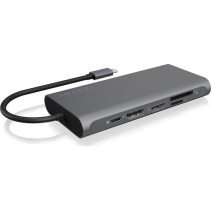 Icy Box USB-C Docking Station με HDMI/DisplayPort 4K PD Ethernet και σύνδεση 3 Οθονών Γκρι (IB-DK4050-CPD)