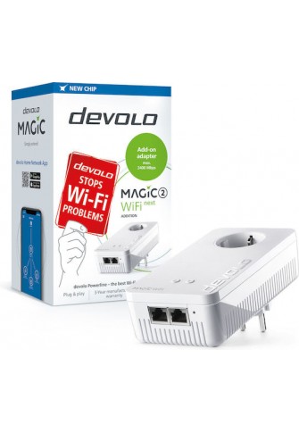 Devolo Magic 2 WiFi next Powerline για Ασύρματη Σύνδεση Wi‑Fi 5 με Passthrough Πρίζα και 2 Θύρες Gigabit Ethernet