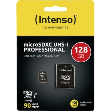 Intenso Professional microSDXC 128GB Class 10 U3 UHS-I με αντάπτορα