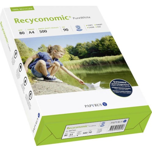 Papyrus Pure White Ανακυκλωμένο Χαρτί Εκτύπωσης A4 80gr/m² 500 φύλλα