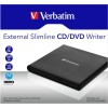 Verbatim External Slimline Εξωτερικός Οδηγός Εγγραφής/Ανάγνωσης DVD/CD για Desktop / Laptop Μαύρο
