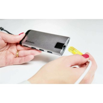 Verbatim USB-C Docking Station με HDMI 4K PD Ethernet Γκρι (49142)