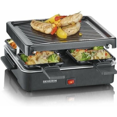 Severin Επιτραπέζια Ηλεκτρική Ψησταριά Raclette Αυλακωτής Πλάκας 600W με Καπάκι και Ρυθμιζόμενο Θερμοστάτη