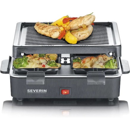 Severin Επιτραπέζια Ηλεκτρική Ψησταριά Raclette Αυλακωτής Πλάκας 600W με Καπάκι και Ρυθμιζόμενο Θερμοστάτη