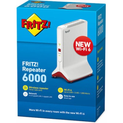 AVM Fritz!Repeater 6000 Mesh WiFi Extender Tri Band (2.4 & 5 & 5GHz) 2400Mbps