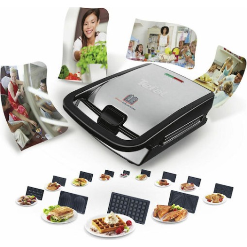Tefal Snack Collection Τοστιέρα με Αποσπώμενες Πλάκες για 2 Τοστ 700W Inox