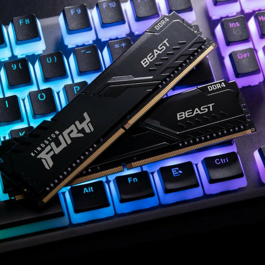 Kingston Fury Beast DDR4 16GB RAM με 2x8GB Modules και Ταχύτητα 3600 για Desktop