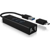 Icy Box USB 3.0 Hub 4 Θυρών με σύνδεση USB-C / USB-A / Ethernet