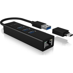 Icy Box USB 3.0 Hub 4 Θυρών με σύνδεση USB-C / USB-A / Ethernet