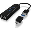 Icy Box USB 3.0 Hub 4 Θυρών με σύνδεση USB-C / USB-A / Ethernet